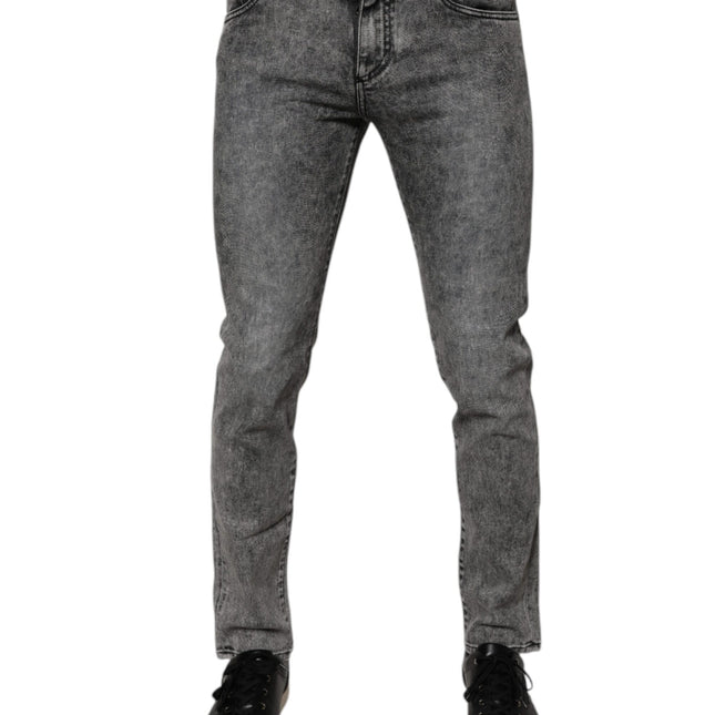 Jean slim en coton gris foncé délavé Dolce & Gabbana