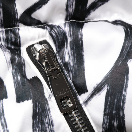 Chaqueta bomber acolchada con logotipo de grafiti blanco y negro de Dolce & Gabbana